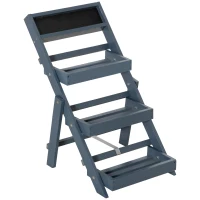 Outsunny Étagère à Fleurs Supports de Pots Porte Plante Bois 3 niveuax avec Rebord - Tableau Noir Personnalisable intégré pour Intérieur Balcon Jardin Terrasse - Bois Sapin Gris(m-1)