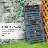 Outsunny Étagère à Fleurs Supports de Pots Porte Plante Bois 3 niveuax avec Rebord - Tableau Noir Personnalisable intégré pour Intérieur Balcon Jardin Terrasse - Bois Sapin Gris(m-4)