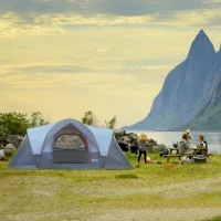 Outsunny Fibreglass & Steel Frame 5/6 Person Lightweight Camping Tent Blue(m-10)