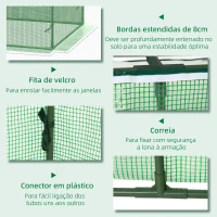 Outsunny Estufa de Jardim 180x90x70cm Estufa de Jardim com 2 Janelas Enroláveis Cobertura de PE e Estrutura de Metal Estufa para Cultivo de Plantas Flores Verde(m-6)