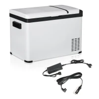 Outsunny Geleira de Compressor 30L Geleira Portátil de Carro CC 12V/24V e CA 110-240V até -22 ℃ com Tela Tátil e Alças para Barco Caminhão 61x32x40cm Branco(m-10)