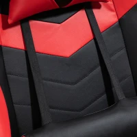 HOMCOM Fauteuil Gaming inclinable pivotant avec Repose-Pied - Coussins lombaires, tétière Inclus - revêtement synthétique Rouge Noir(m-9)