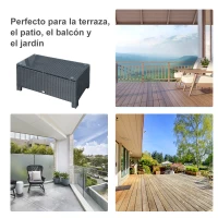 Outsunny Mesa de Centro de Jardín con Encimera de Cristal Templado de Ratán Sintético 85x50x39 cm Gris(m-7)