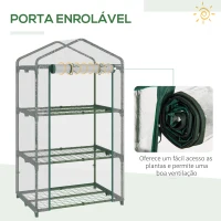 Outsunny Estufa de Jardim com 3 Prateleiras Metálicas e Porta Enrolável Estufa de Varanda Exterior para Cultivo de Plantas Flores 69x49x125cm Transparente(m-5)
