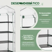 Outsunny Estufa de Jardim com 4 Prateleiras e Cobertura de PE Estufa de Aço para Cultivo de Plantas Flores 70x50x160cm Branco(m-7)