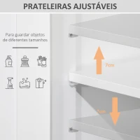 Kleanklin Armário de Casa de Banho com 2 Portas Prateleira Ajustável 2 Gavetas e Compartimento Aberto Móvel Auxiliar de Armazenamento para Sala de Estar Cozinha 60x30x108,8cm Branco(m-4)