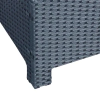 Outsunny Mesa de Centro de Jardín con Encimera de Cristal Templado de Ratán Sintético 85x50x39 cm Gris(m-9)