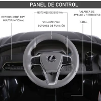 HOMCOM Coche Eléctrico para Niños +3 Años Automóvil LEXUS LC500 Control Remoto y Manual con Música Bocina y Faros Soporta Máx.30 kg 106x63x44 cm Negro(m-6)