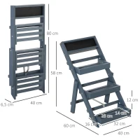 Outsunny Étagère à Fleurs Supports de Pots Porte Plante Bois 3 niveuax avec Rebord - Tableau Noir Personnalisable intégré pour Intérieur Balcon Jardin Terrasse - Bois Sapin Gris(m-3)