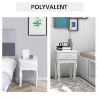 HOMCOM Table de chevet avec 1 tiroir Table de chevet en bois style moderne 40x35x60 cm blanc(m-5)
