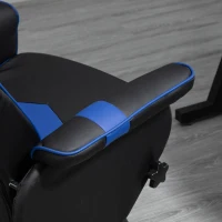 HOMCOM Fauteuil Gaming inclinable pivotant avec Repose-Pied - Coussins lombaires, tétière Inclus - revêtement synthétique Bleu Noir(m-9)