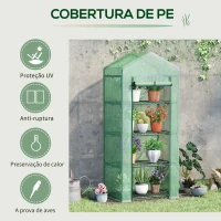 Outsunny Estufa de Jardim com 4 Prateleiras e Cobertura de PE Estufa de Aço para Cultivo de Plantas Flores 70x50x160cm Verde(m-5)