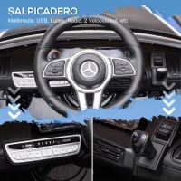 HOMCOM Coche Eléctrico de Policía para Niños Mercedes EQC Batería 12V +3 Años con Mando a Distancia Música Bocina y Faros Doble Apertura 106x68x53 cm Negro(m-5)