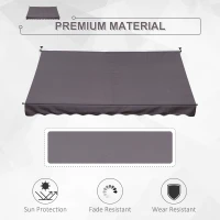 Outsunny Balcony 3 x 1.5m Manual Adjustable Awning DIY Patio Clamp Awning Canopy Grey(m-4)