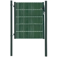 HOMCOM Porta de Vedação de Jardim Aço com Tecido Opaco Maçaneta de Fechadura 3 3 Chaves Porta de Vedação para Exterior Pátio Terraço 97x150cm Verde(m-8)