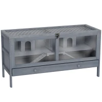 PawHut Wooden Hamster Cage Rodent Mouse Pet Small Animal Kit Large Hut Box Double Room Easy Clean 92 x 34 x 48 cm(m-1)