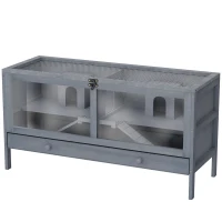 PawHut Wooden Hamster Cage Rodent Mouse Pet Small Animal Kit Large Hut Box Double Room Easy Clean 92 x 34 x 48 cm(m-11)