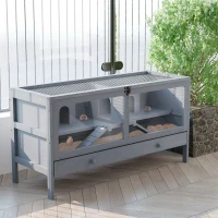 PawHut Wooden Hamster Cage Rodent Mouse Pet Small Animal Kit Large Hut Box Double Room Easy Clean 92 x 34 x 48 cm(m-2)