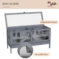 PawHut Wooden Hamster Cage Rodent Mouse Pet Small Animal Kit Large Hut Box Double Room Easy Clean 92 x 34 x 48 cm(m-7)