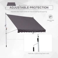 Outsunny Balcony 3 x 1.5m Manual Adjustable Awning DIY Patio Clamp Awning Canopy Grey(m-5)