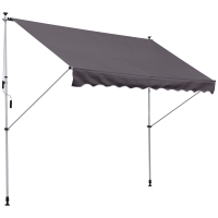 Outsunny Balcony 3 x 1.5m Manual Adjustable Awning DIY Patio Clamp Awning Canopy Grey