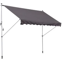 Outsunny Balcony 3 x 1.5m Manual Adjustable Awning DIY Patio Clamp Awning Canopy Grey(m-1)