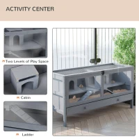 PawHut Wooden Hamster Cage Rodent Mouse Pet Small Animal Kit Large Hut Box Double Room Easy Clean 92 x 34 x 48 cm(m-6)