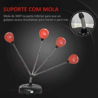 HOMCOM Saco de Boxe de Pé com Altura Ajustável de 4 Níveis Punching Ball com Base Preenchida Luvas e Inflador para Adultos e Adolescentes Ø45x132-158cm Preto e Vermelho(m-6)