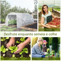 Outsunny Estufa Tipo Túnel de Jardim 4x3x2m com Porta Enrolável 8 Janelas Cobertura de PE 140g/m² e Metal Galvanizado para Cultivos de Plantas Verduras Branco(m-6)