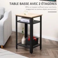 HOMCOM Table d'appoint de style industriel 45x35x75 cm Chêne et noir(m-4)
