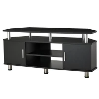 HOMCOM Banco de TV de diseño contemporáneo, multialmacenamiento: 2 puertas, nicho central, estante grande, 120L x 40L x 52H cm, negro, cromado(m-1)