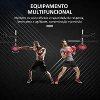 HOMCOM Punching Ball de Boxe Montado na Parede Altura Ajustável com Barra Giratória e Inflador 79x72x20cm Preto e Vermelho(m-5)