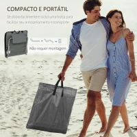 Outsunny Conjunto de 2 Esteiras de Praia Dobráveis 124x53x50cm com Encosto Ajustável e Apoio para a Cabeça Esteira de Praia Tecido Oxford Aço com Bolsa de Transporte Cinza(m-4)