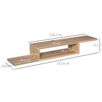 HOMCOM Mueble de TV Mesa Flotante para Televisión hasta 60 Pulgadas en la Pared con 2 Estantes Madera 152,4x29,8x21 cm Roble Claro(m-3)