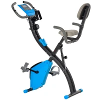 HOMCOM Bicicleta Estática Plegable con Altura y Resistencia Ajustables con Pantalla LCD y Asiento con Respaldo Peso máximo 120 Kg 97x51x115 cm Azul(m-1)