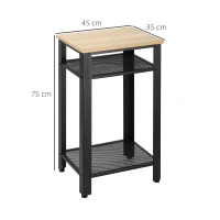 HOMCOM Table d'appoint de style industriel 45x35x75 cm Chêne et noir(m-3)