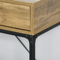 HOMCOM Mesa de recibidor con 2 cajones y un estante estilo vintage elegante estructura metálica y tablero de partículas sólido 100x35x76,5 cm marrón(m-9)