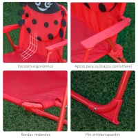 Outsunny Conjunto de Mesa e Cadeira de Jardim Conjunto de Picnic Dobrável para Crianças Conjunto de Mesa com Chapéu de Sol com Altura Ajustável 100-125cm Desenho de Joaninha Vermelho(m-8)