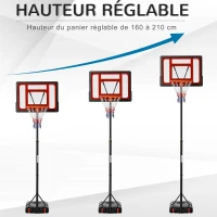 Homcom Panier de Basket Réglable 205-261 cm Rouge Noir(m-4)