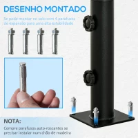 Outsunny Suporte Chapéu de Sol para Chão de Cimento com 2 Botões de Bloqueio e 4 Parafusos Base de Chapéu de Sol para Mastros de 34/38/48mm 12x12x30cm Preto(m-5)