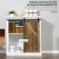 HOMCOM Armario buffet de cocina mueble de almacenamiento con puerta corredera imitación granero estantes ajustables para comedor cocina sala de estar 80 x 39 x 87 cm(m-4)