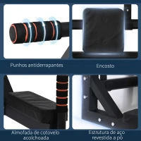HOMCOM Barra de Elevações de Parede Barra de Pull Up de Aço Multifuncional para Treinos Fitness Treino em Casa Carga Máx.120kg  93x72x48cm Preto(m-6)