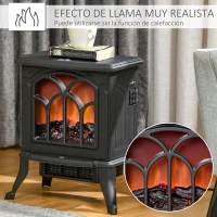 HOMCOM Chimenea Eléctrica de Pie 750/1500 W con 2 Niveles de Potencia Efecto Llama Área de Cobertura 15-20 m² Negro(m-4)