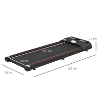 HOMCOM Caminadora eléctrica plegable Motor de 1-12 Km/h 500 W silencioso Pantalla LED 12 programas 2 portavasos Soporte para teléfono134 x 60 x 118 cm(m-3)