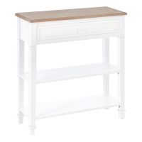 HOMCOM Table console multifonctionnelle Table d'appoint 75,6x27,5x80,5 cm Bois naturel Blanc