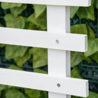 Outsunny Floreira com Treliça de Madeira Maciça com 4 Rodas Caixa de Plantio com Suporte para Plantas Trepadeiras e Malha Geotêxtil para Cultivos de Plantas Flores 76x30x155cm Branco(m-10)