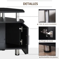 HOMCOM Banco de TV de diseño contemporáneo, multialmacenamiento: 2 puertas, nicho central, estante grande, 120L x 40L x 52H cm, negro, cromado(m-5)