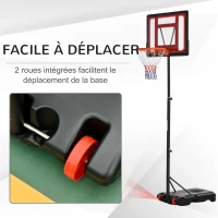 Homcom Panier de Basket Réglable 205-261 cm Rouge Noir(m-5)