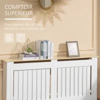 HOMCOM Cache-radiateur 152x19x83 cm en MDF Blanc(m-4)