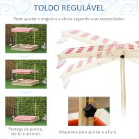 Outsunny Caixa de Areia Infantil de Madeira Caixa de Areia de Jardim para Crianças Min.3 Anos 118x118x118 cm Natural e Vermelh(m-4)